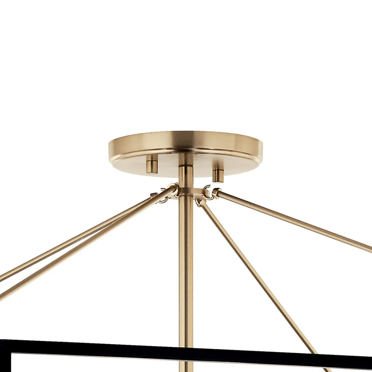 Eisley 24" 4-Light Semi-Flush Mount Light, Black and Champagne Bronze Finish - Bees Lighting