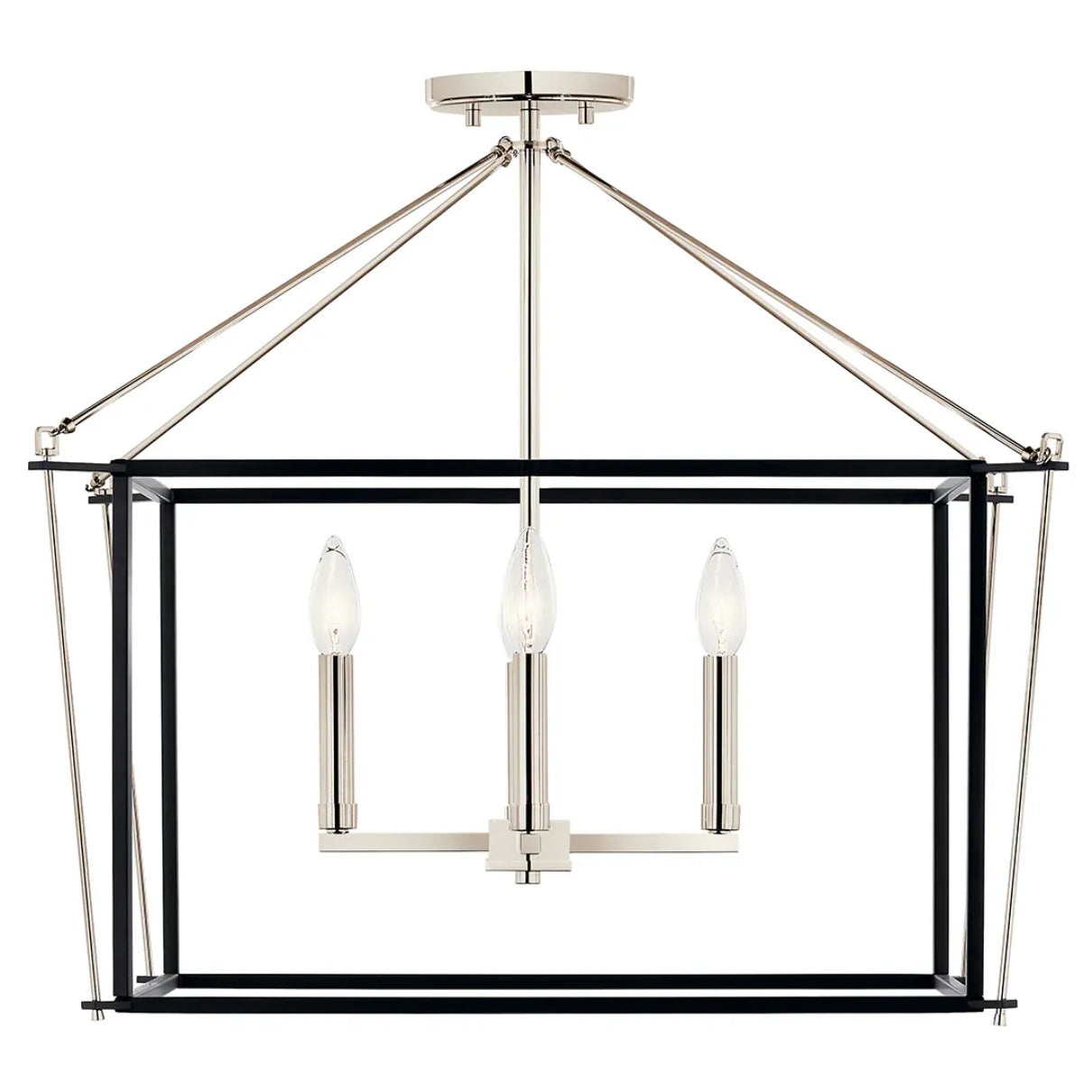 Eisley 24" 4-Light Semi-Flush Mount Light, Black and Polished Nickel Finish - Bees Lighting