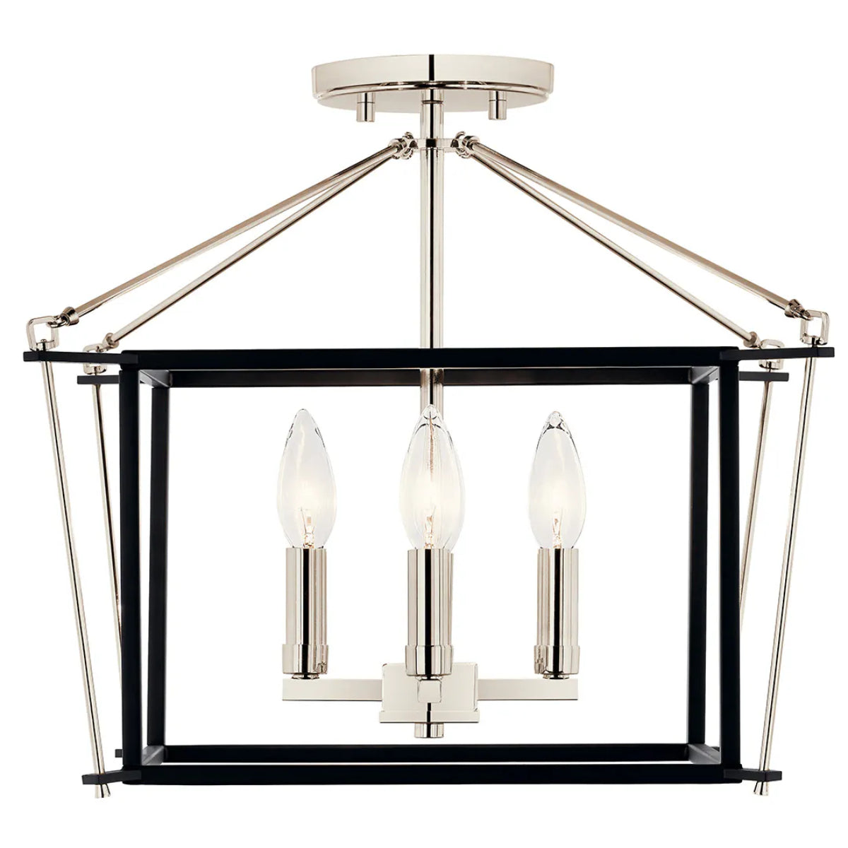 Eisley 16" 4-Light Semi-Flush Mount Light, Black and Polished Nickel Finish - Bees Lighting