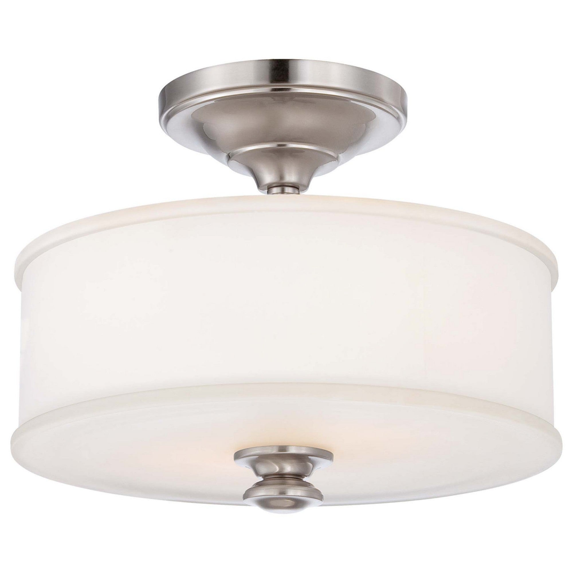 Harbour Point 14" 2-Light Semi-Flush Mount, Brushed Nickel Finish - Bees Lighting