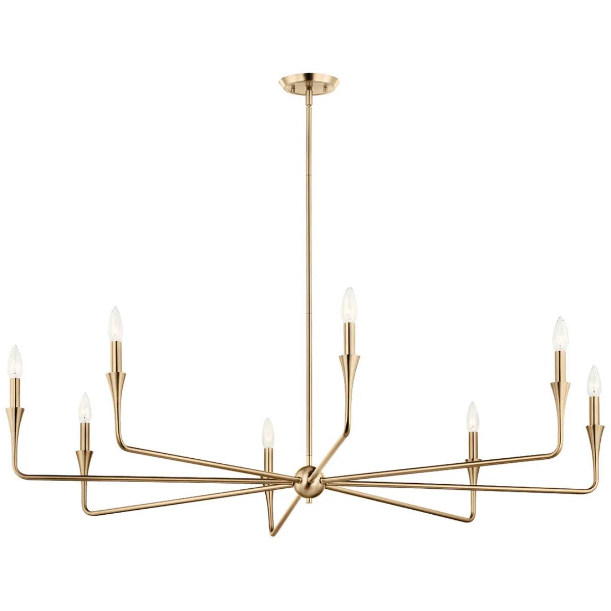 Alvaro 50" 8-Light Chandelier 1-Tier, Champagne Bronze Finish - Bees Lighting