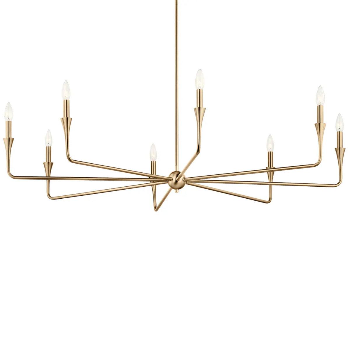 Alvaro 50" 8-Light Chandelier 1-Tier, Champagne Bronze Finish - Bees Lighting