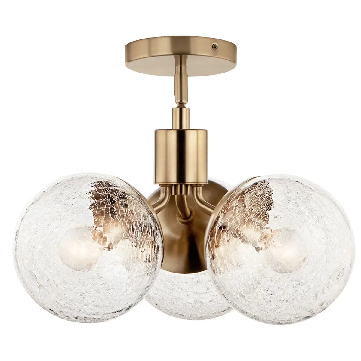 Silvarious 17" 3-Light Convertible Pendant Light with Clear Crackle Glass, Champagne Bronze Finish - Bees Lighting
