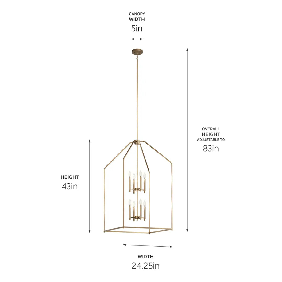 Madden 24" 8-Light Pendant Light, Champagne Bronze Finish - Bees Lighting