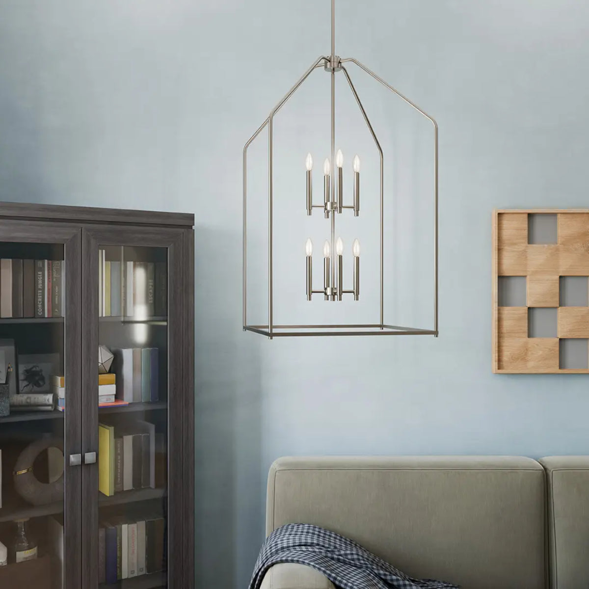 Madden 24" 8-Light Pendant Light, Brushed Nickel Finish - Bees Lighting
