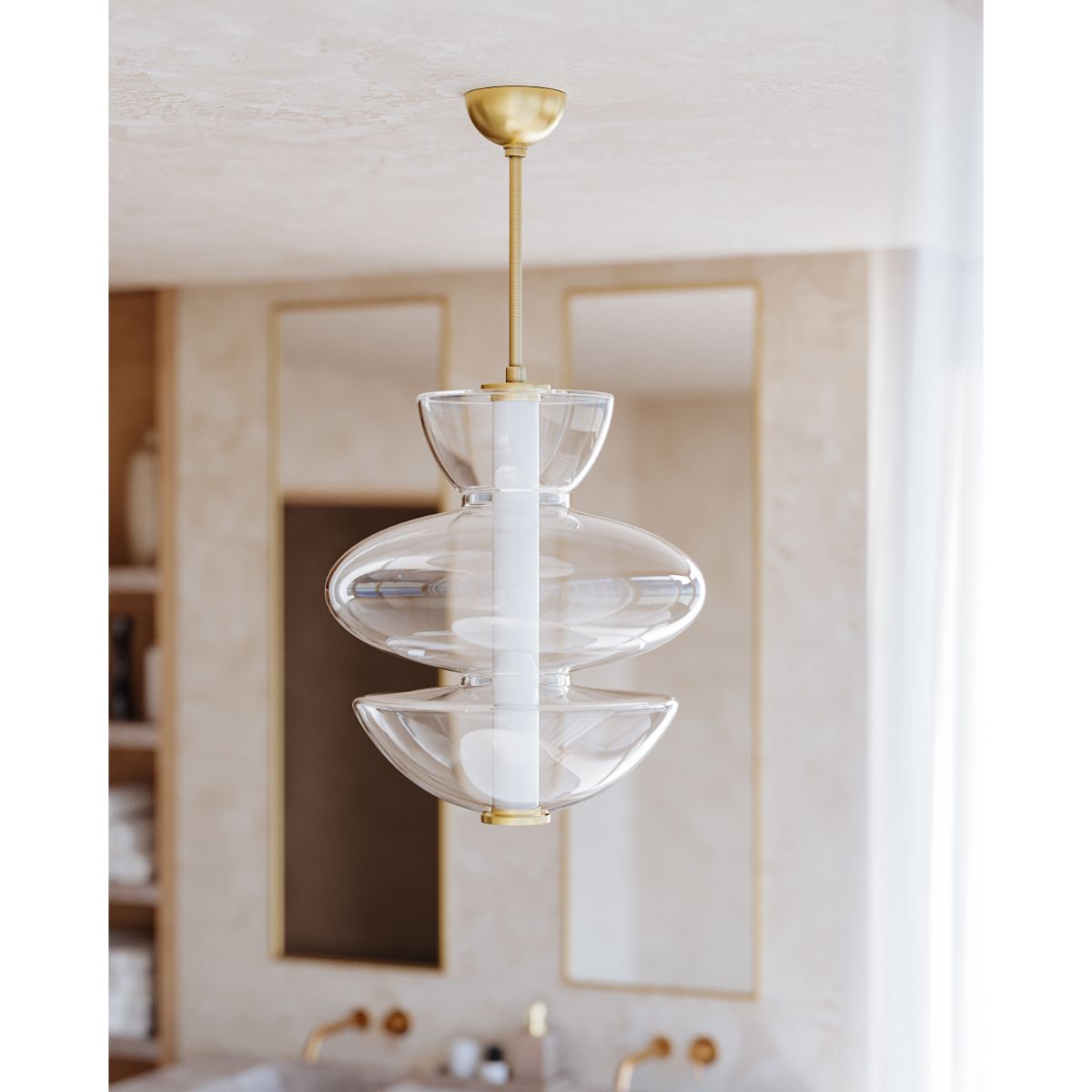 Palermo 19 in. LED Pendant Light Aged Brass finish - Bees Lighting