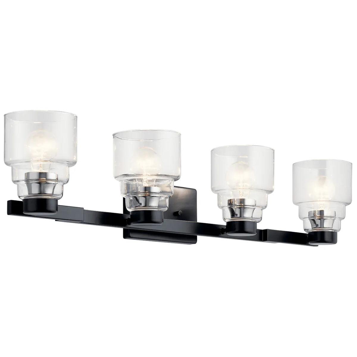 Vionnet 34 In 4-Lights Bathroom Vanity Light, Black Finish - Bees Lighting