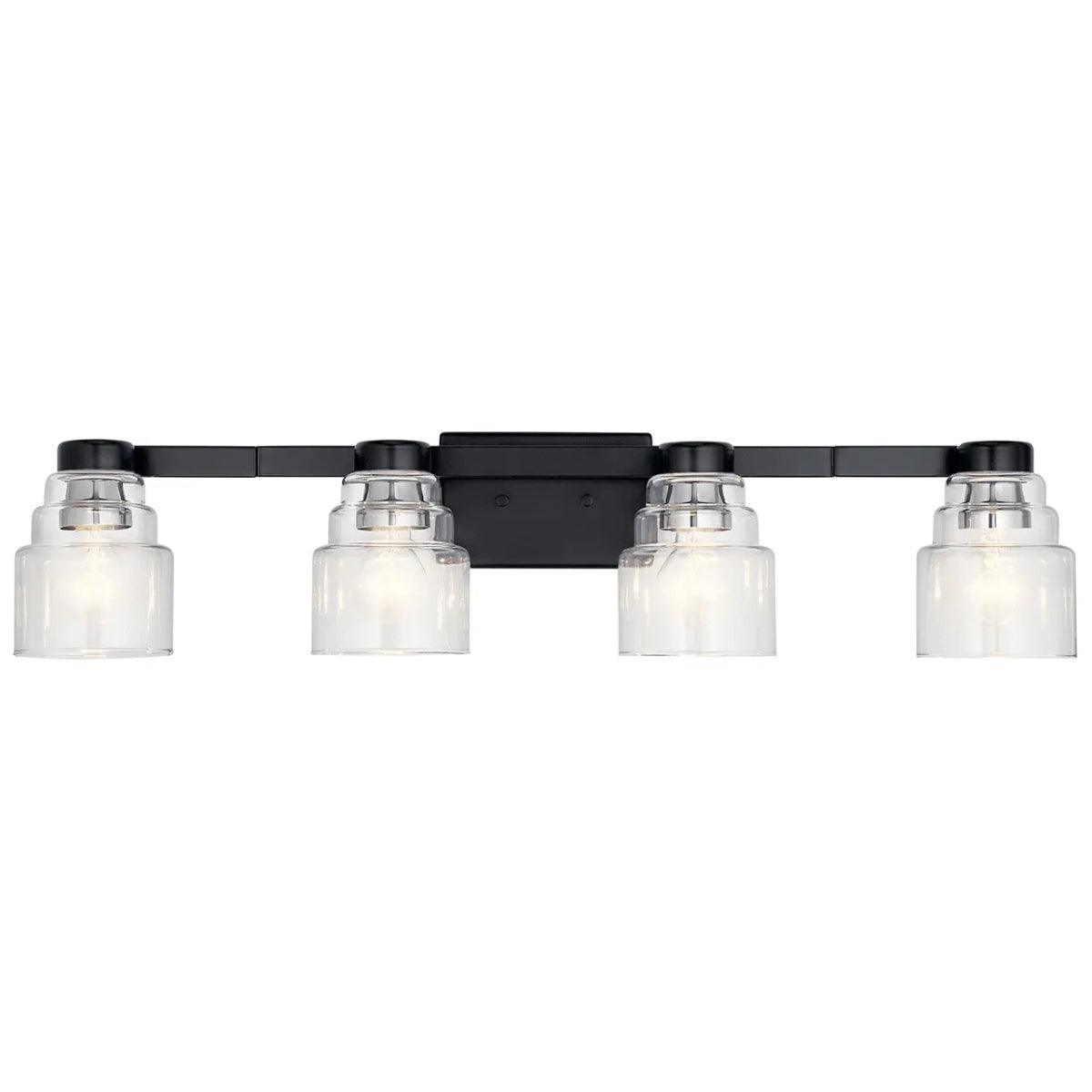 Vionnet 34 In 4-Lights Bathroom Vanity Light, Black Finish - Bees Lighting