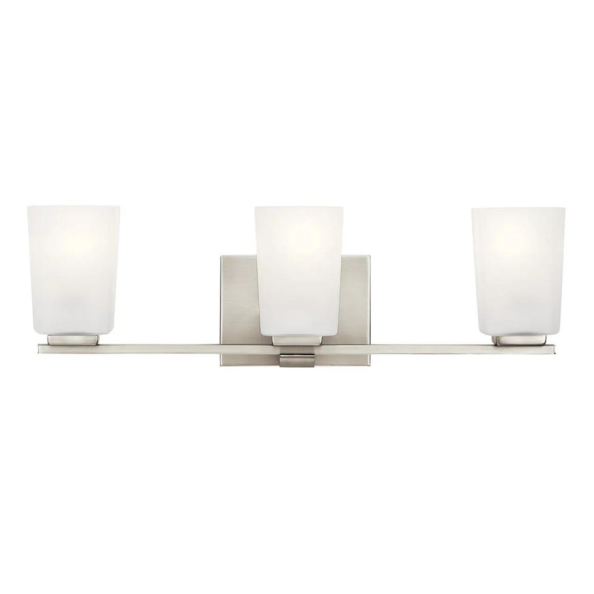 Roehm 23 In 3-Lights Bathroom Vanity Light With Clear Satin Etched Glass, Brushed Nickel Finish - Bees Lighting
