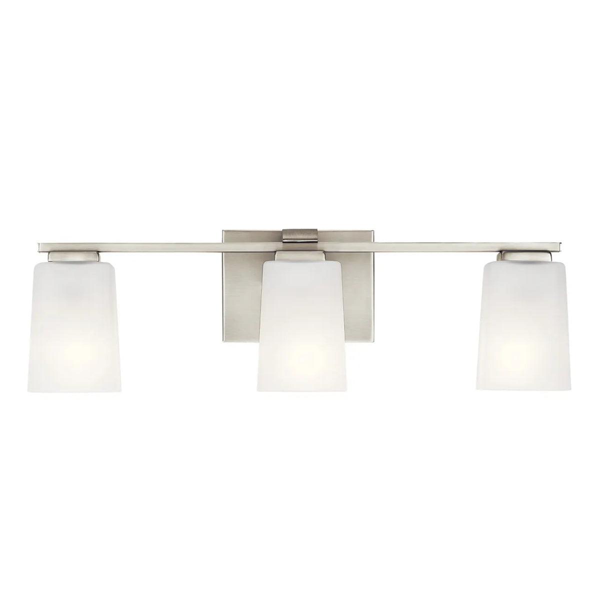 Roehm 23 In 3-Lights Bathroom Vanity Light With Clear Satin Etched Glass, Brushed Nickel Finish - Bees Lighting