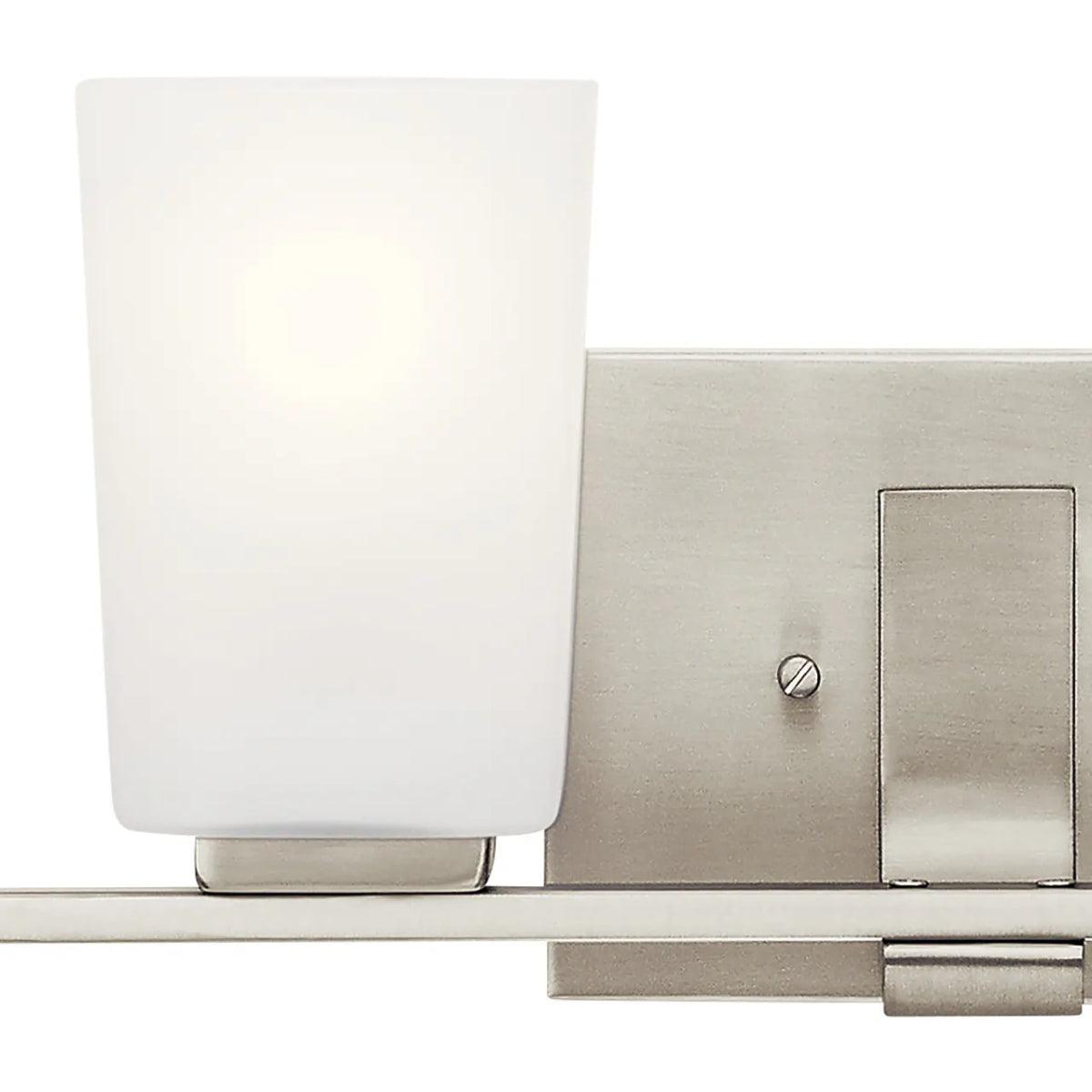 Roehm 32 In 4-Lights Bathroom Vanity Light With Clear Satin Etched Glass, Brushed Nickel Finish - Bees Lighting