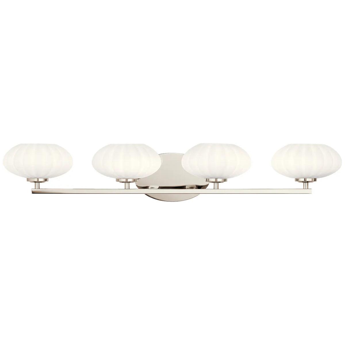 Pim 34 In 4-Lights Bathroom Vanity Light With Satin Etched Cased Opal Glass, Polished Nickel Finish - Bees Lighting