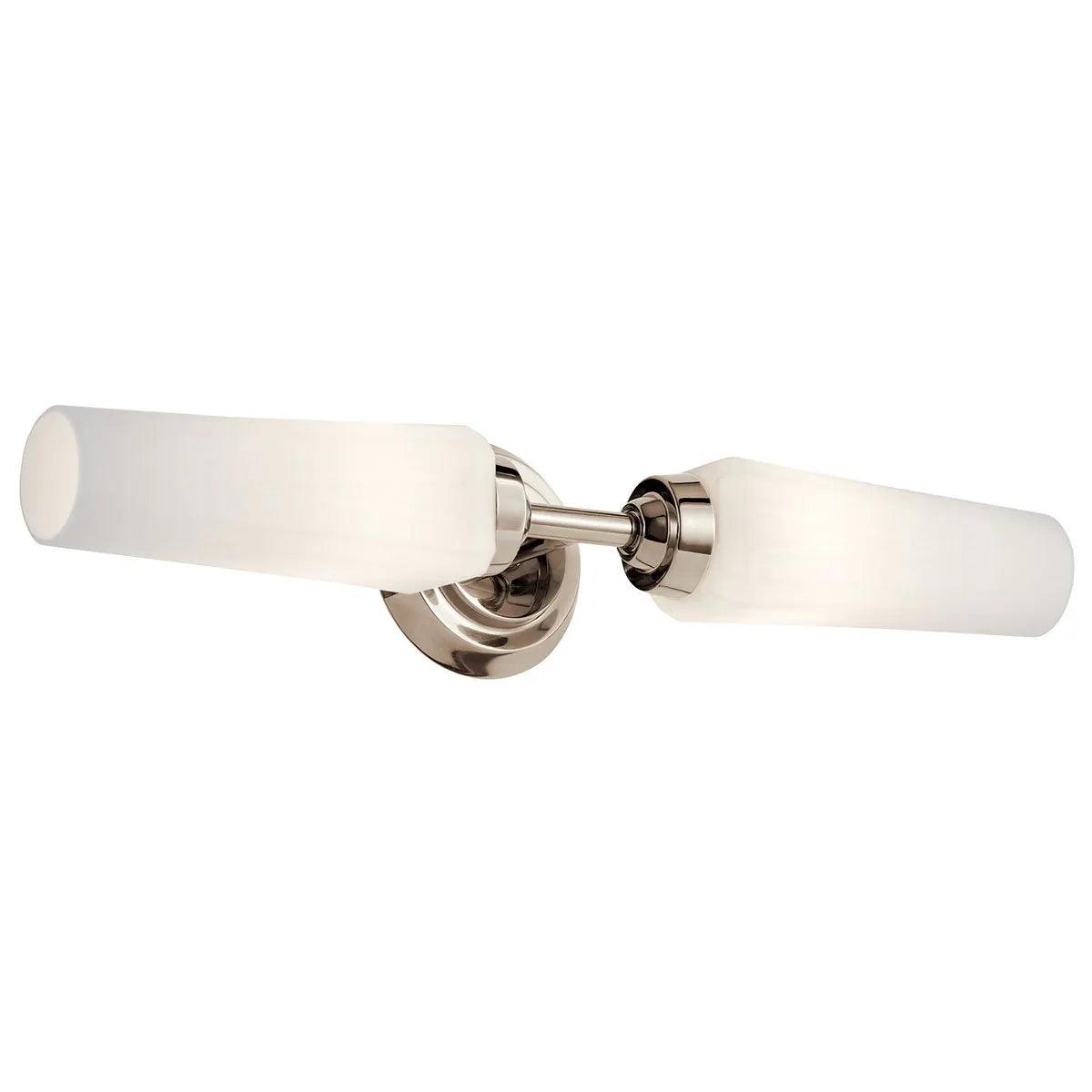 Truby 20 In 2-Lights Bathroom Vanity Light With Satin Etched Cased Opal Glass, Polished Nickel Finish - Bees Lighting