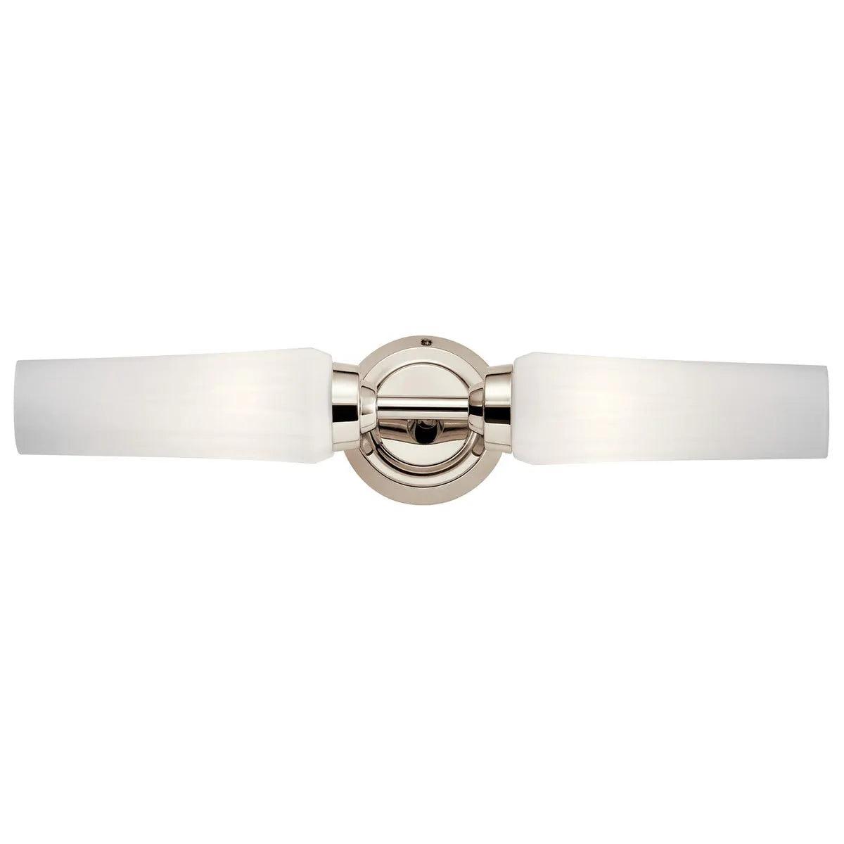 Truby 20 In 2-Lights Bathroom Vanity Light With Satin Etched Cased Opal Glass, Polished Nickel Finish - Bees Lighting