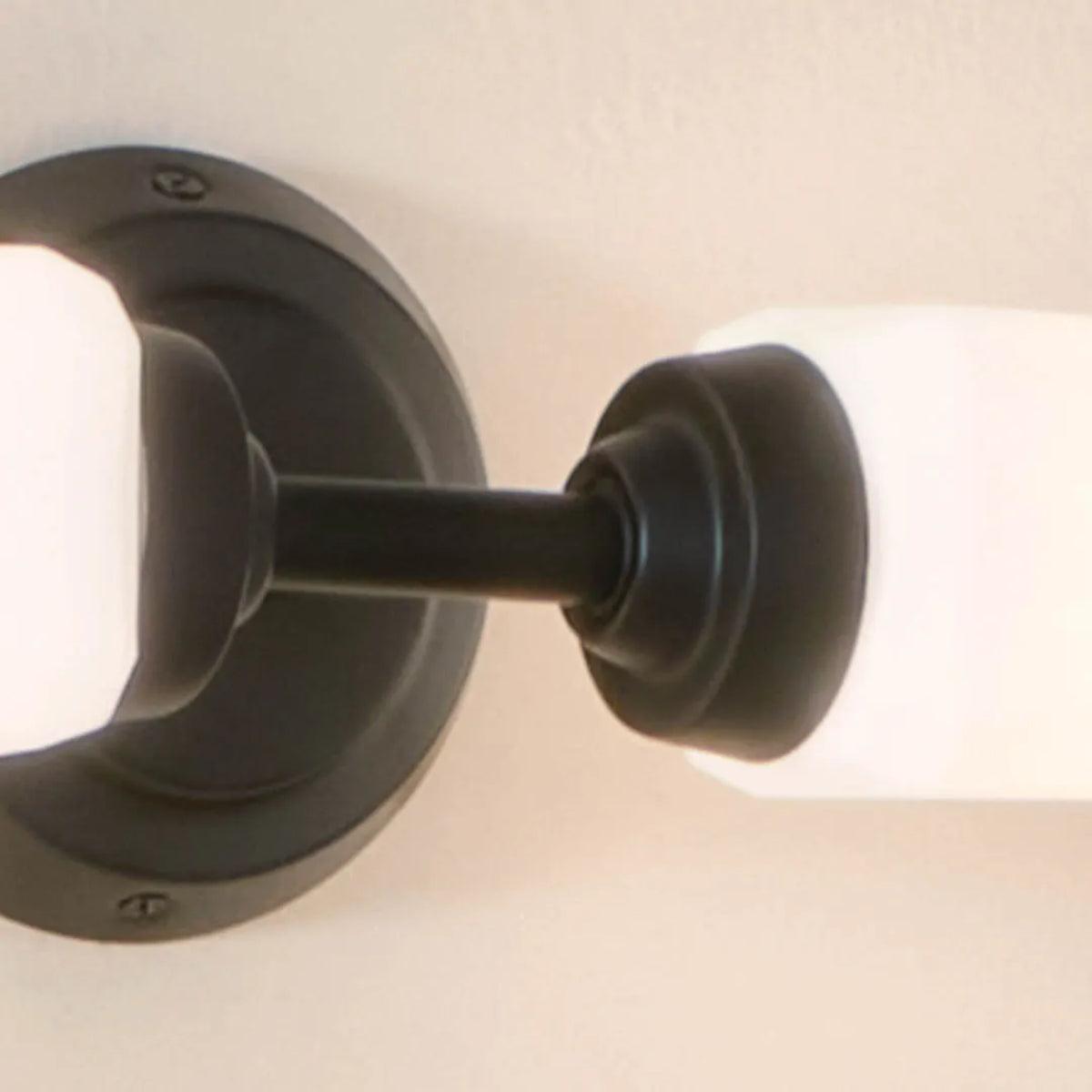 Truby 25 In 2-Lights Bathroom Vanity Light With Satin Etched Cased Opal Glass, Black Finish - Bees Lighting