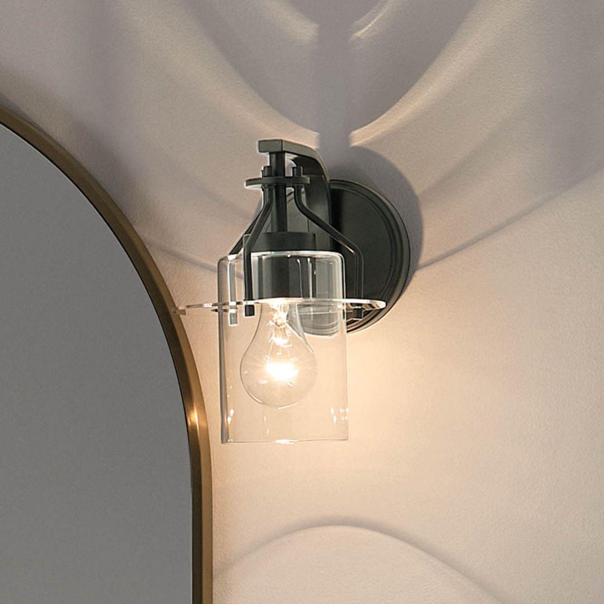 Everett 9 in. Armed Sconce Black finish - Bees Lighting