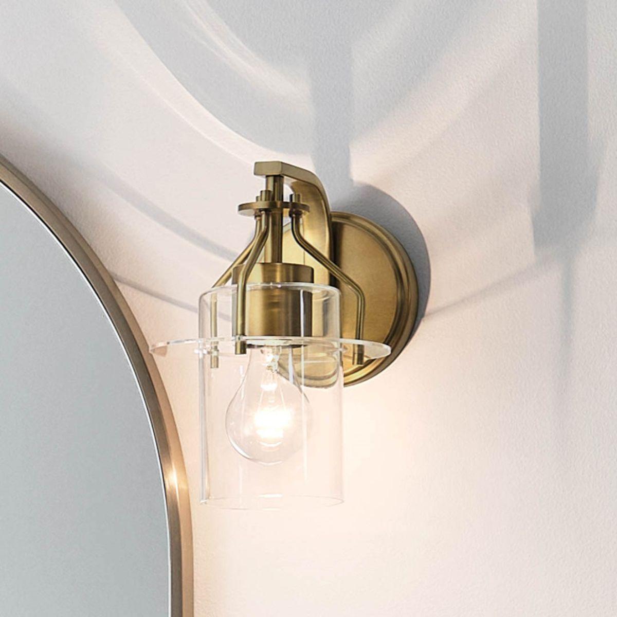 Everett 9 in. Armed Sconce Brushed Brass finish - Bees Lighting