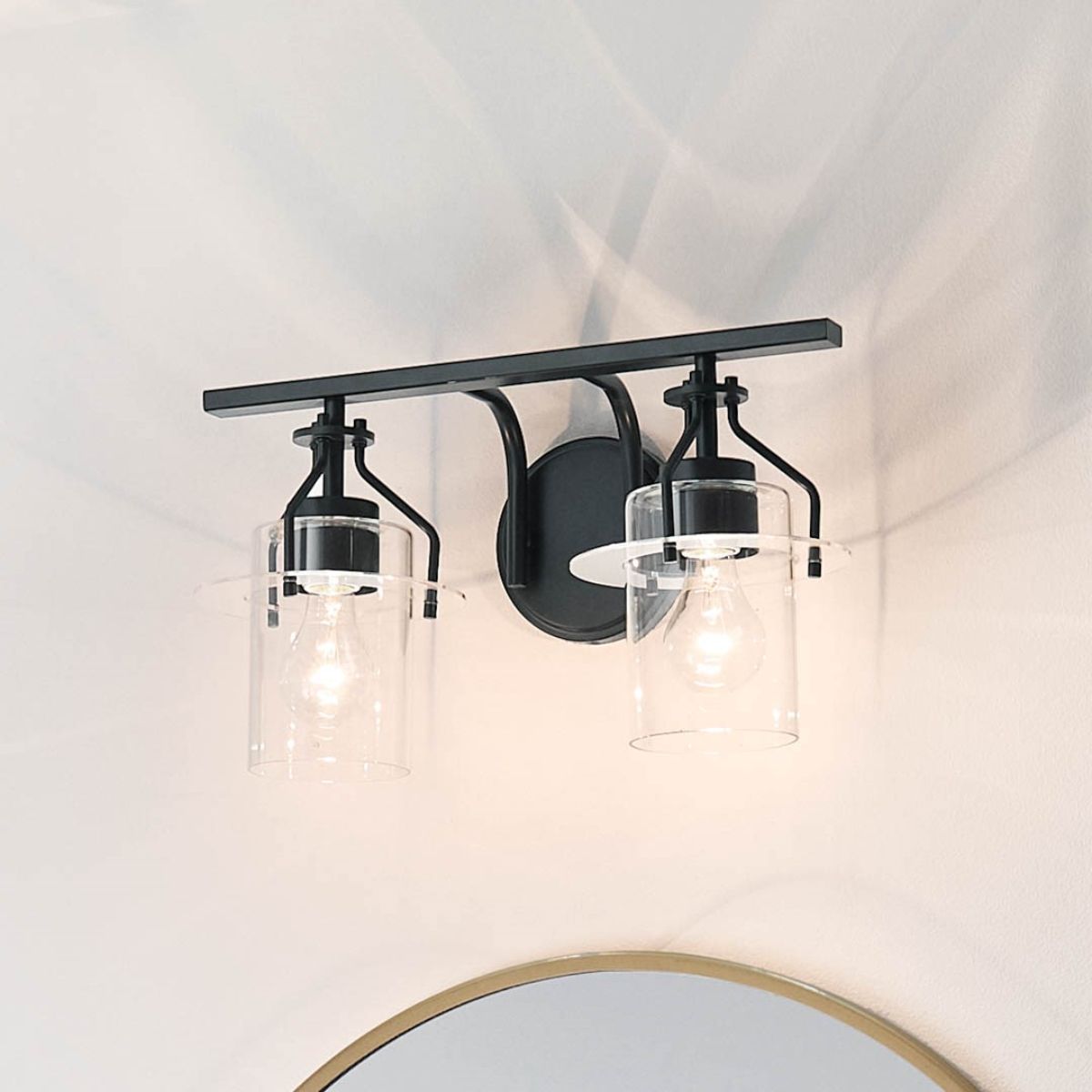 Everett 16 in. 2 Lights Vanity Light Black finish - Bees Lighting