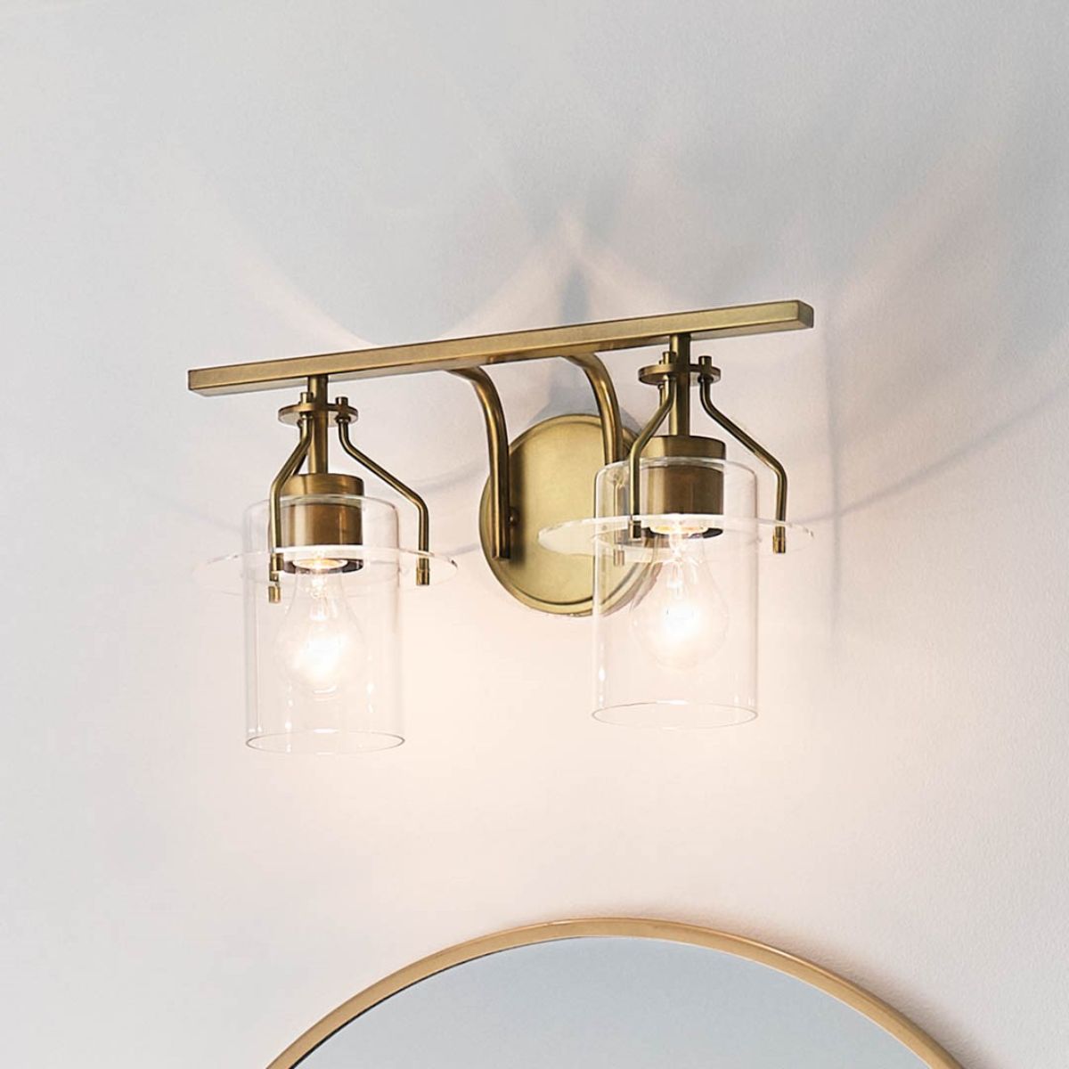 Everett 16 in. 2 Lights Vanity Light Brushed Brass finish - Bees Lighting