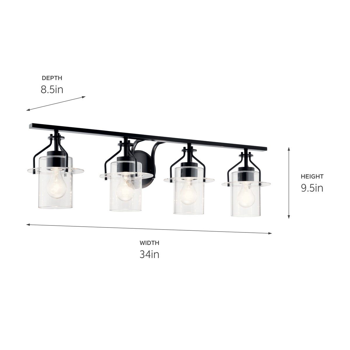 Everett 34 in. 4 Lights Vanity Light Black finish - Bees Lighting