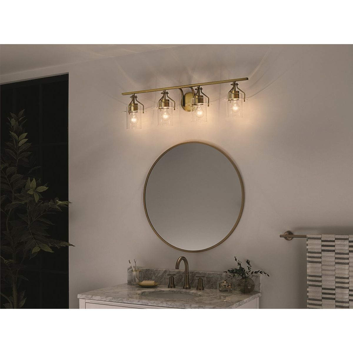 Everett 34 in. 4 Lights Vanity Light Brushed Brass finish - Bees Lighting
