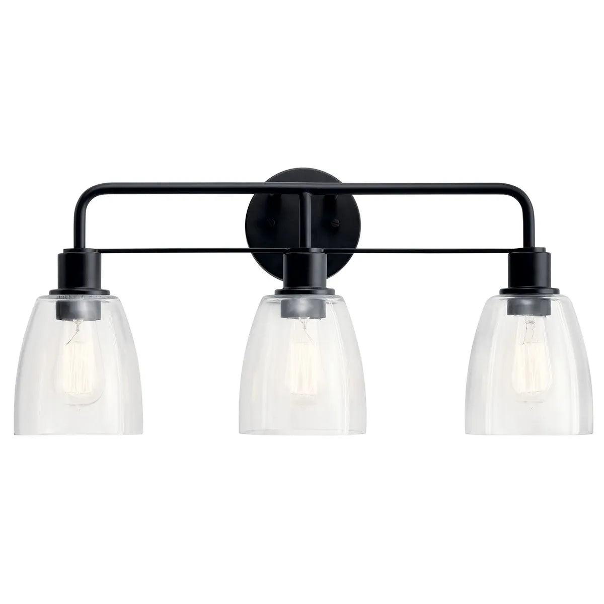 Meller 24 In 3-Lights Bathroom Vanity Light, Black Finish - Bees Lighting