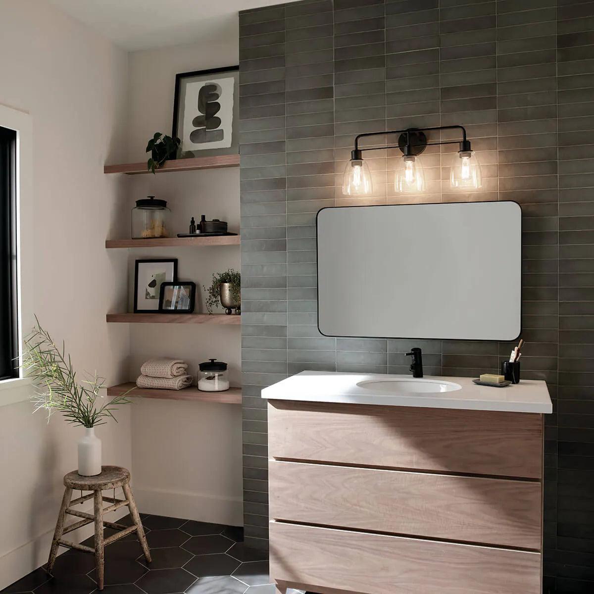 Meller 24 In 3-Lights Bathroom Vanity Light, Black Finish - Bees Lighting