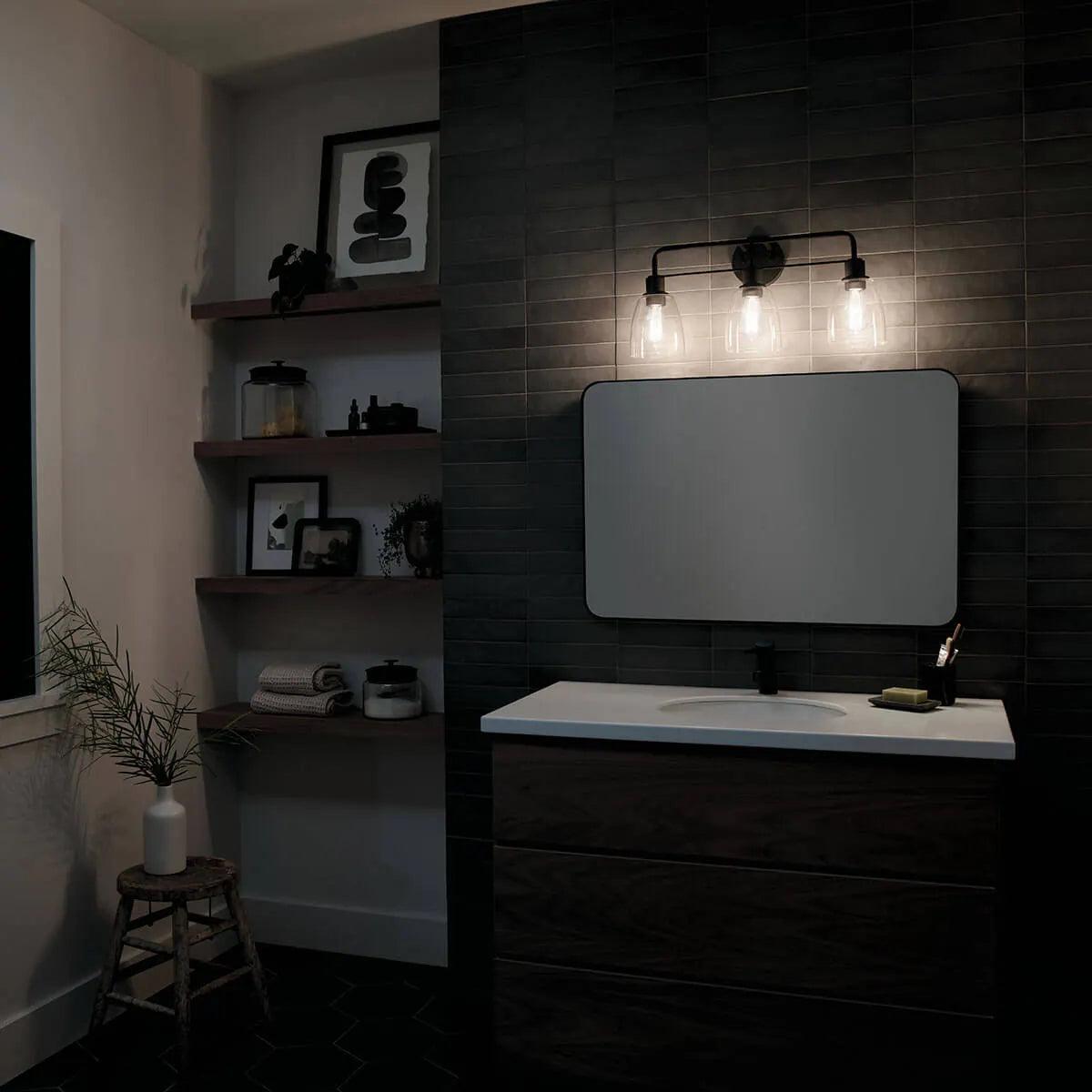 Meller 24 In 3-Lights Bathroom Vanity Light, Black Finish - Bees Lighting