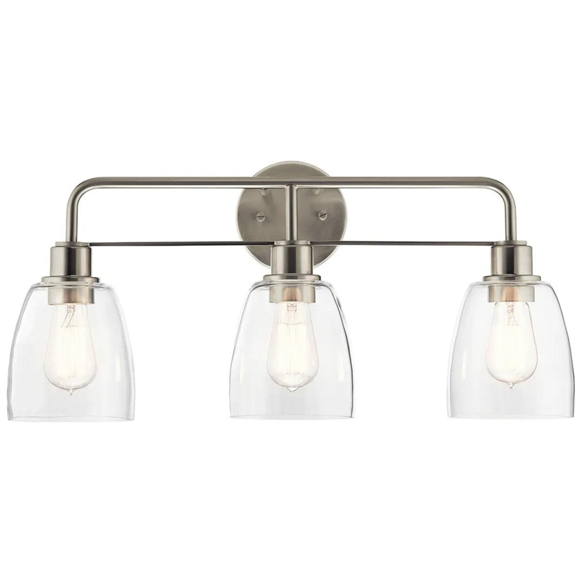 Meller 24 In 3-Lights Bathroom Vanity Light, Brushed Nickel Finish - Bees Lighting
