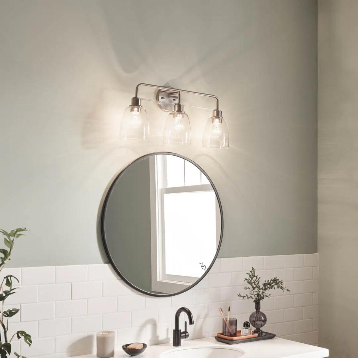 Meller 24 In 3-Lights Bathroom Vanity Light, Brushed Nickel Finish - Bees Lighting
