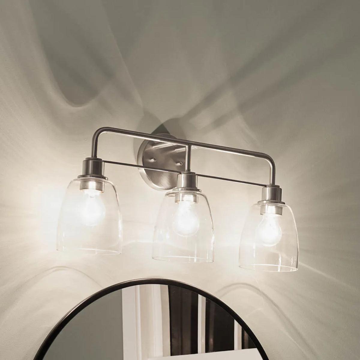 Meller 24 In 3-Lights Bathroom Vanity Light, Brushed Nickel Finish - Bees Lighting
