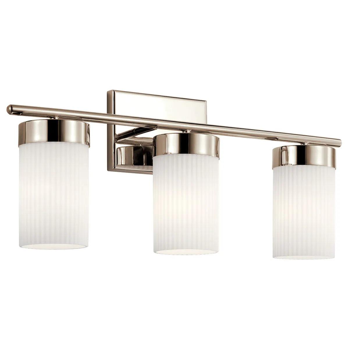 Ciona 24 In 3-Lights Bathroom Vanity Light With Satin Etched Cased Opal Glass, Silver Finish - Bees Lighting