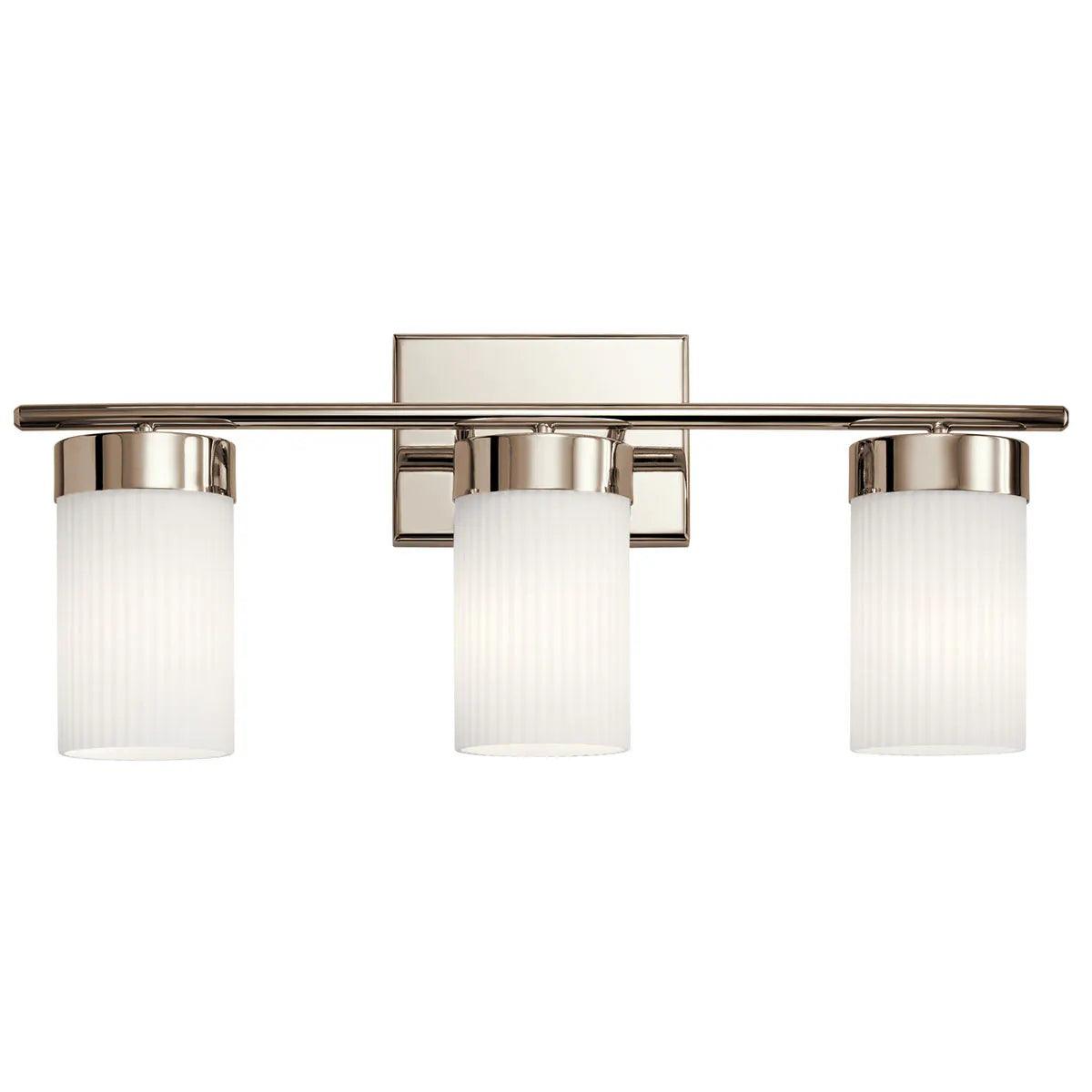 Ciona 24 In 3-Lights Bathroom Vanity Light With Satin Etched Cased Opal Glass, Silver Finish - Bees Lighting