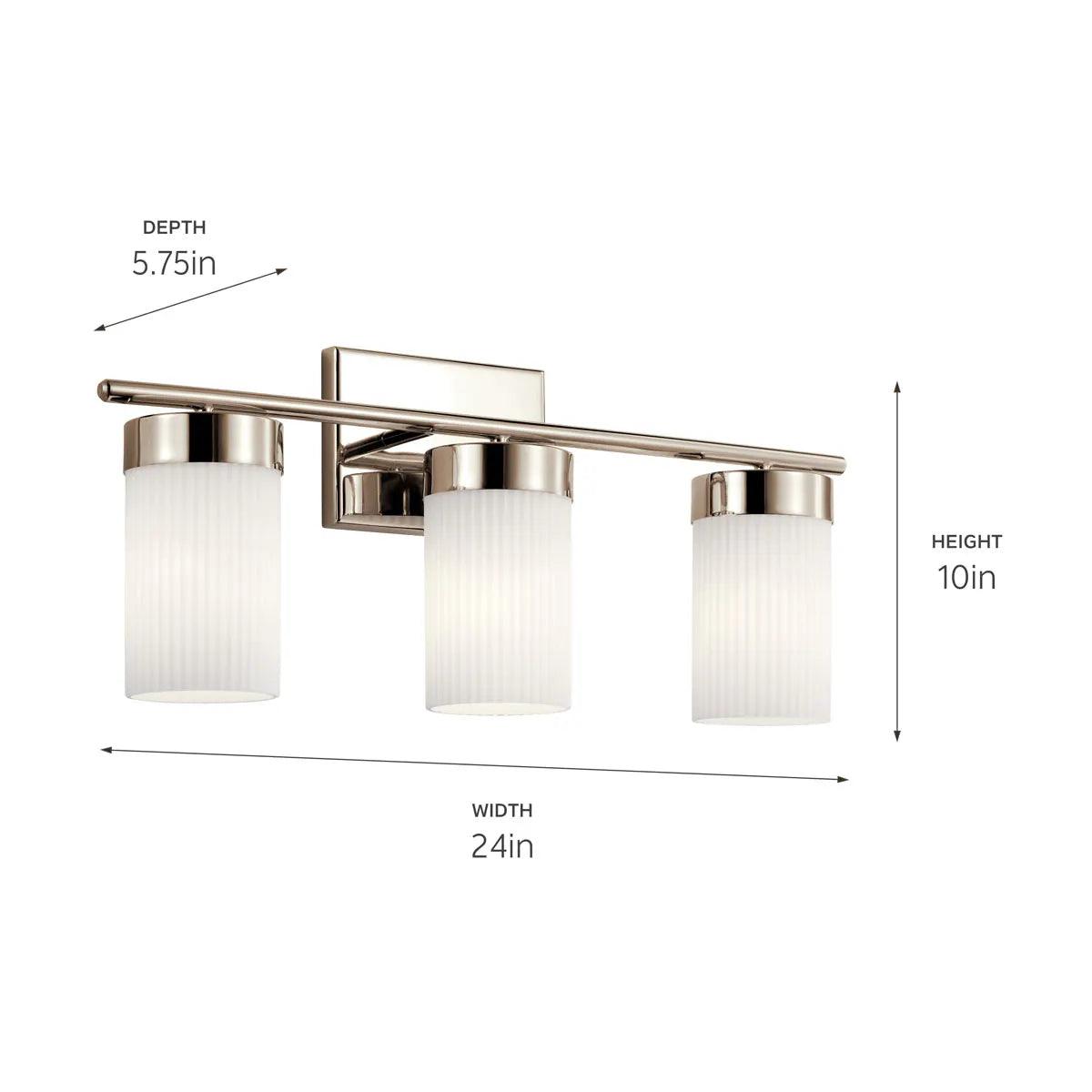 Ciona 24 In 3-Lights Bathroom Vanity Light With Satin Etched Cased Opal Glass, Silver Finish - Bees Lighting