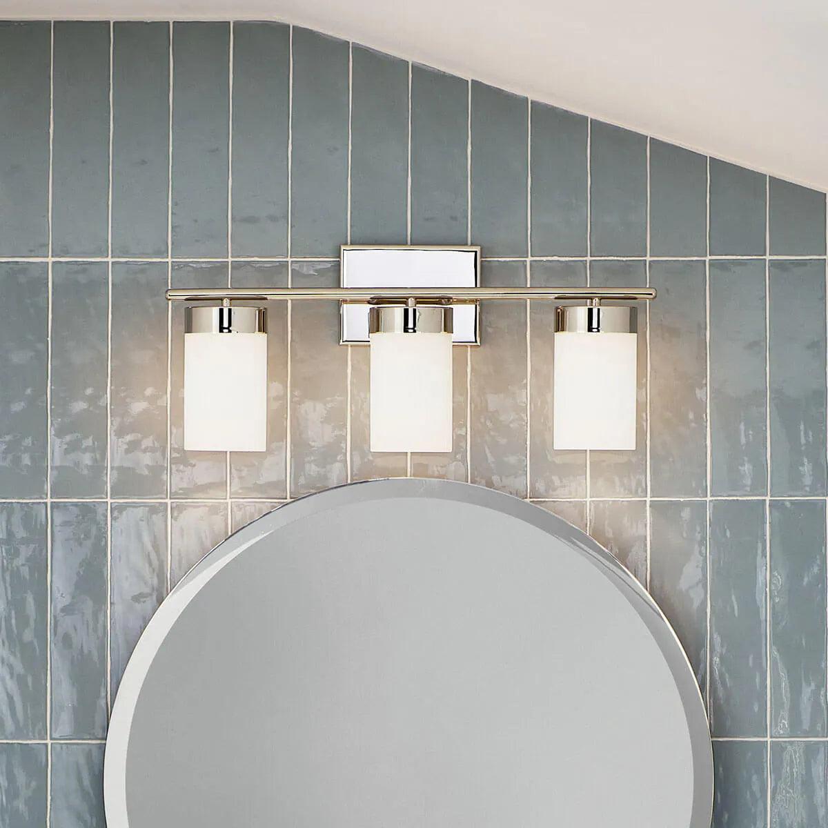 Ciona 24 In 3-Lights Bathroom Vanity Light With Satin Etched Cased Opal Glass, Silver Finish - Bees Lighting