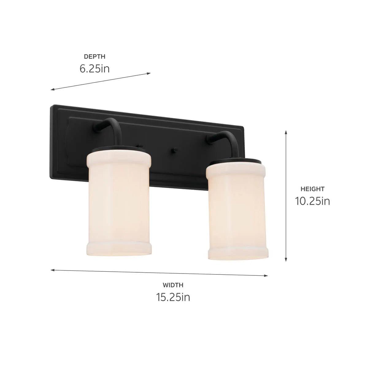 Vetivene 15 In 2-Lights Bathroom Vanity Light, Textured Black Finish - Bees Lighting