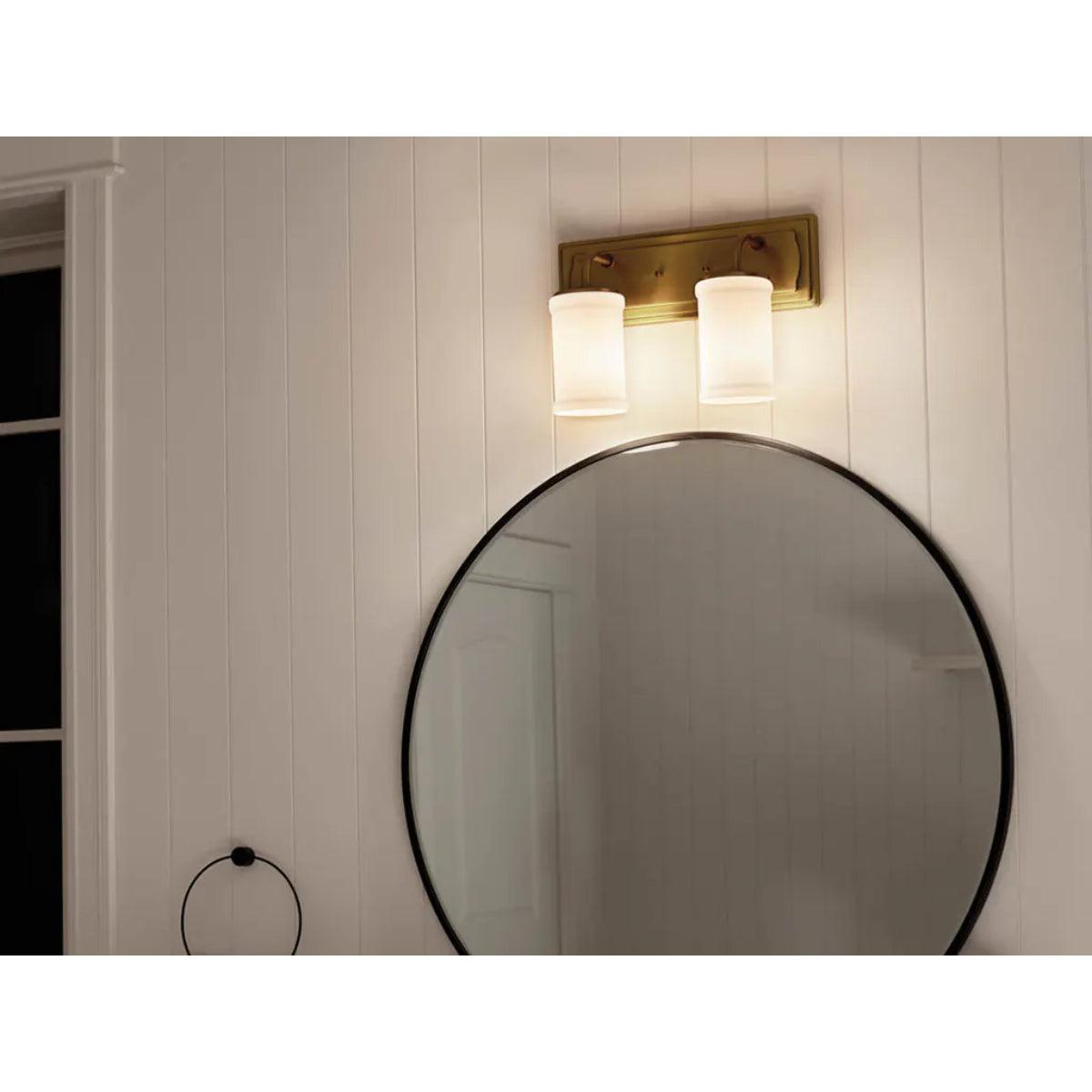 Vetivene 15 In 2-Lights Bathroom Vanity Light, Natural Brass Finish - Bees Lighting