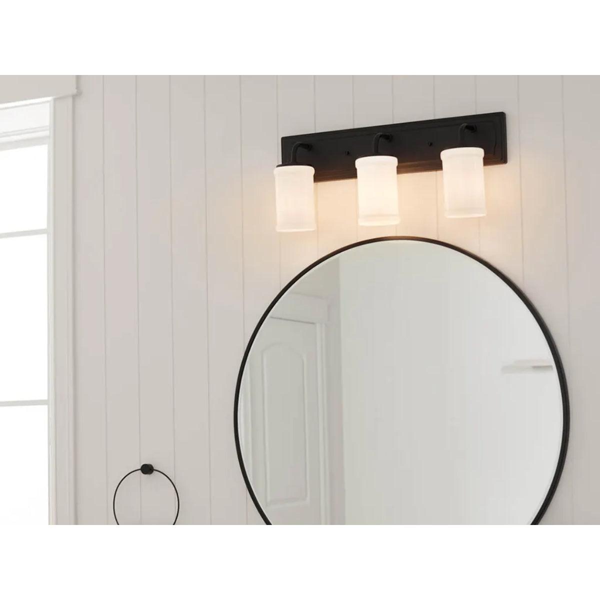 Vetivene 24 In 3-Lights Bathroom Vanity Light, Textured Black Finish - Bees Lighting