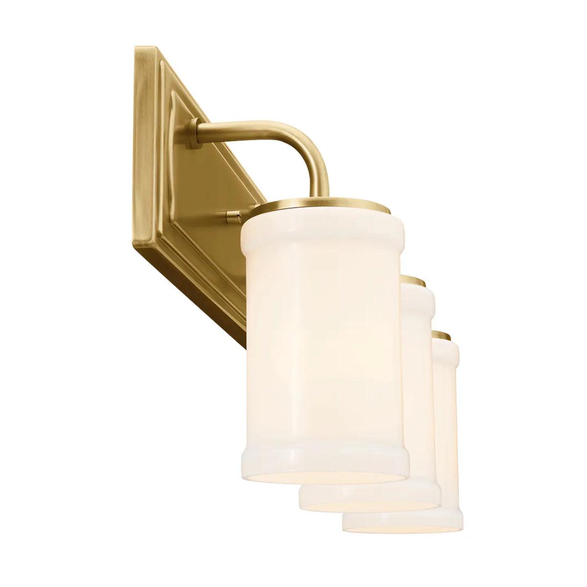 Vetivene 24 In 3-Lights Bathroom Vanity Light, Natural Brass Finish - Bees Lighting