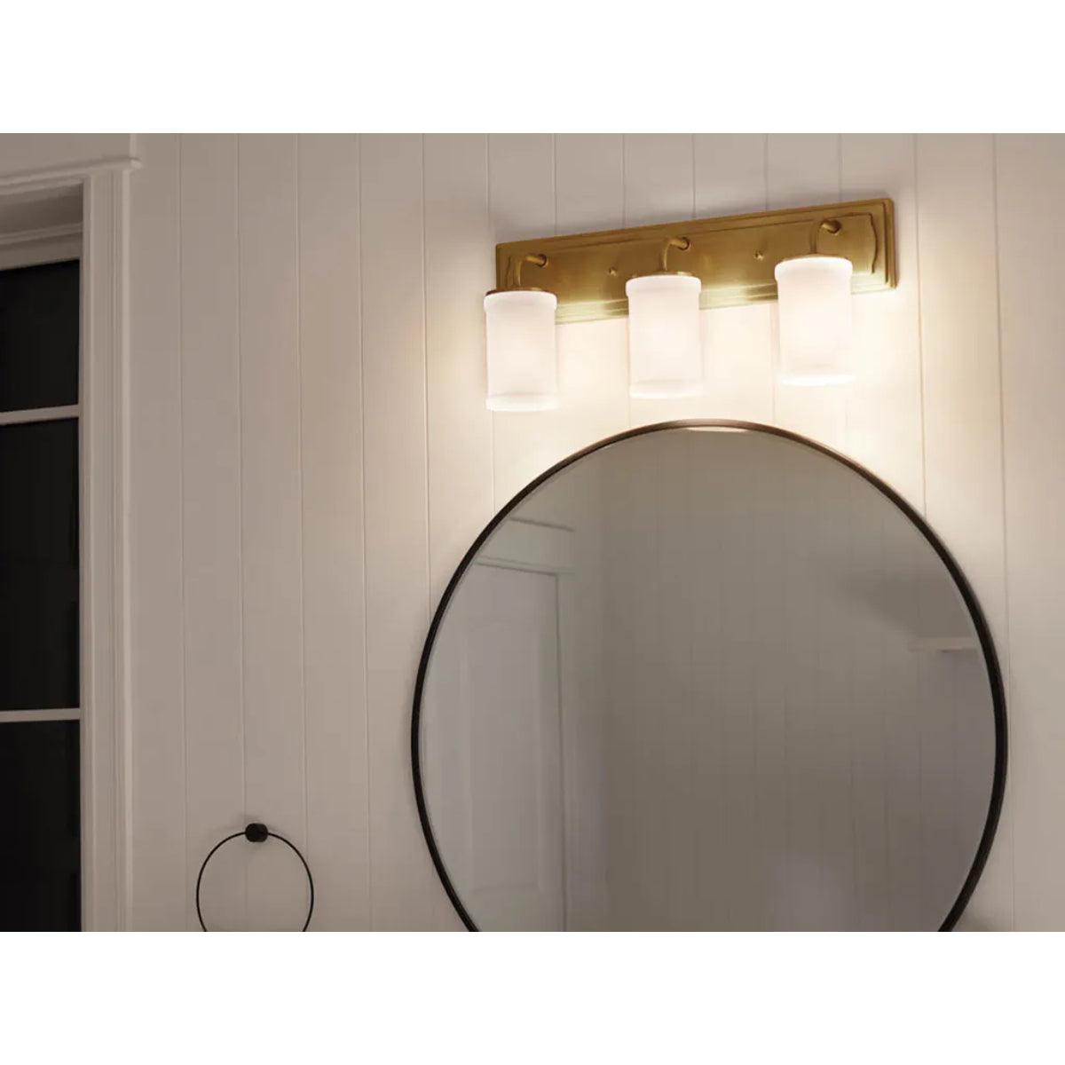 Vetivene 24 In 3-Lights Bathroom Vanity Light, Natural Brass Finish - Bees Lighting