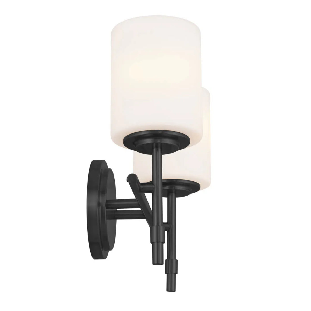 Ali 14 In 2-Lights Bathroom Vanity Light With Satin Etched Cased Opal, Black Finish - Bees Lighting