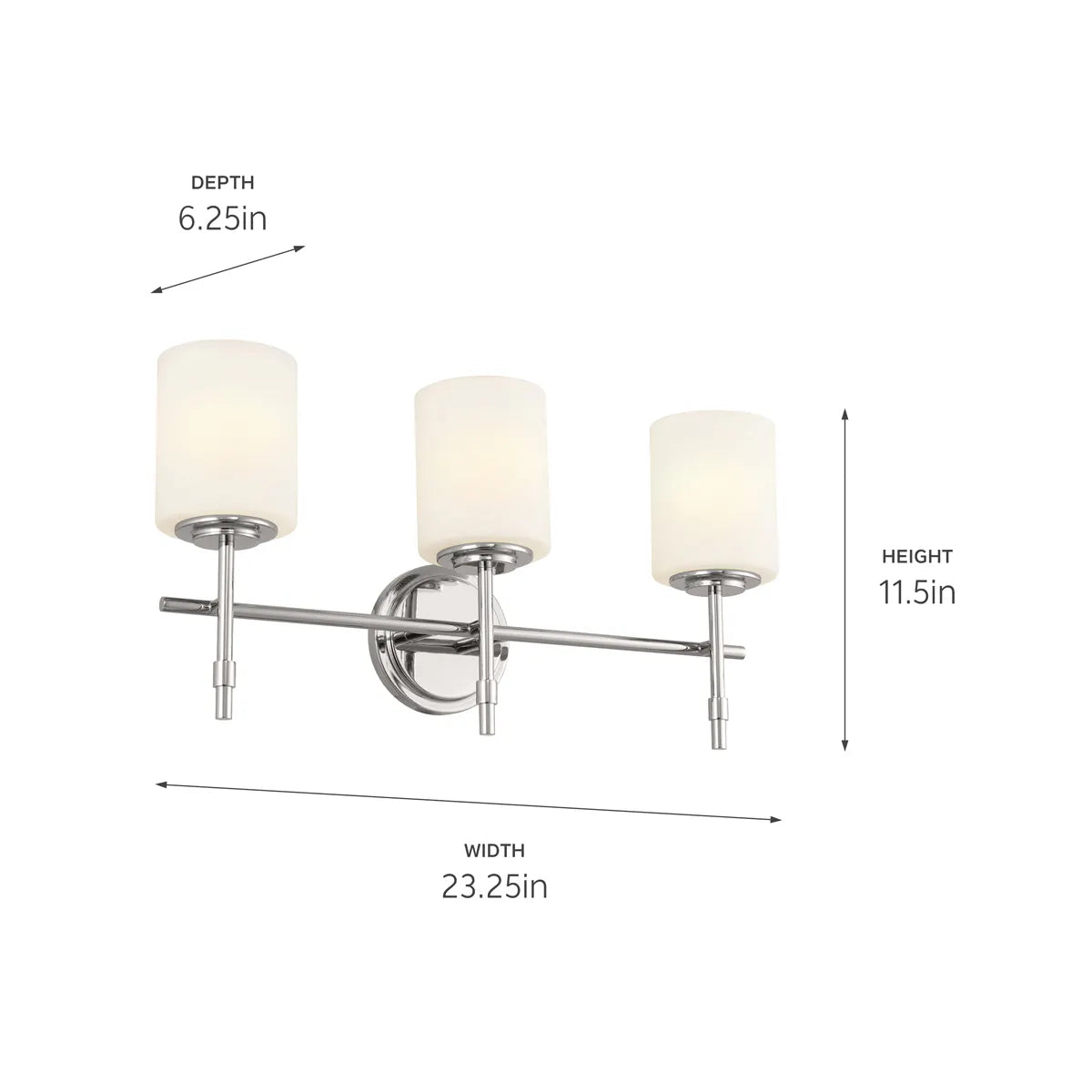 Ali 23 In 3-Lights Bathroom Vanity Light With Satin Etched Cased Opal, Polished Nickel Finish - Bees Lighting