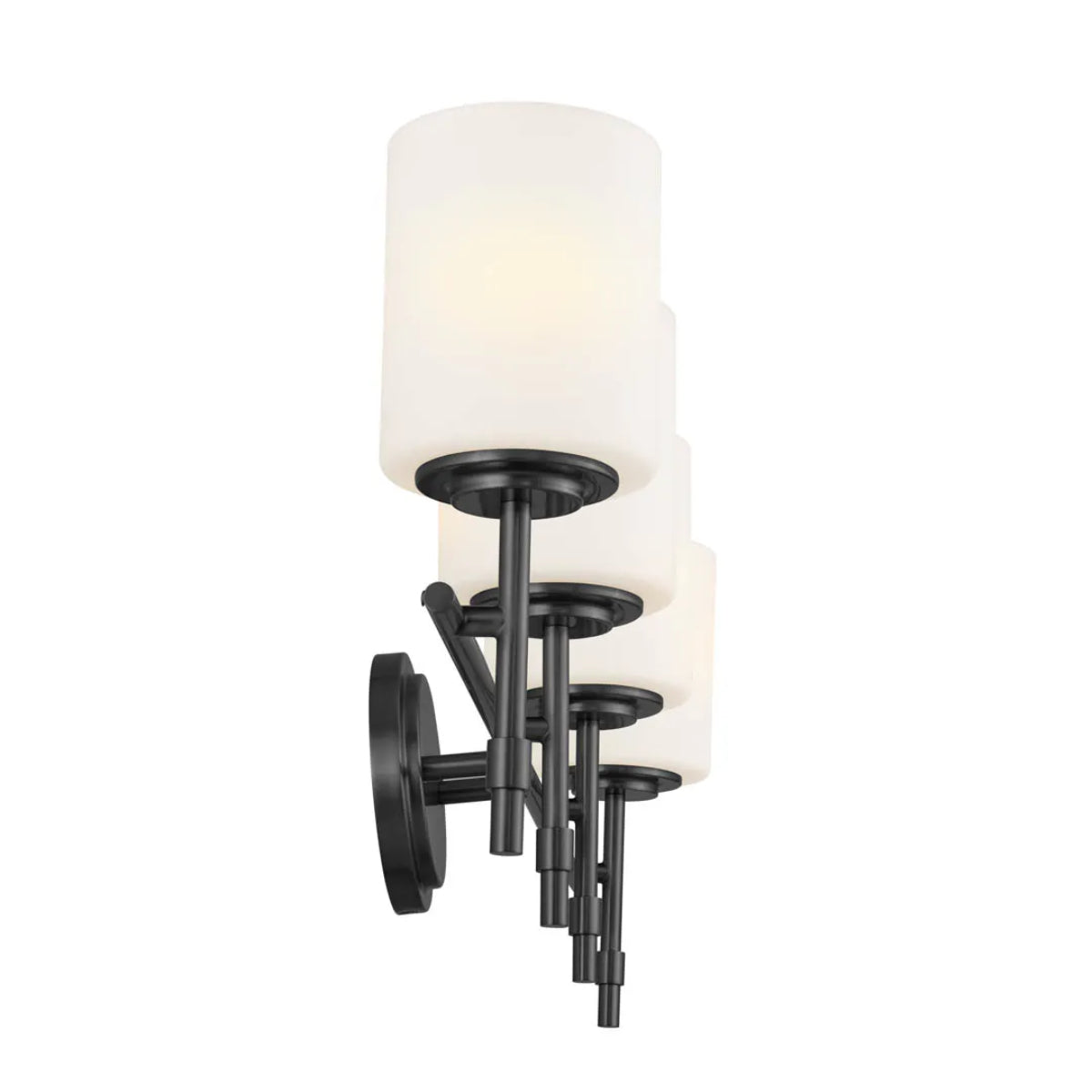 Ali 33 In 4-Lights Bathroom Vanity Light With Satin Etched Cased Opal, Black Finish - Bees Lighting