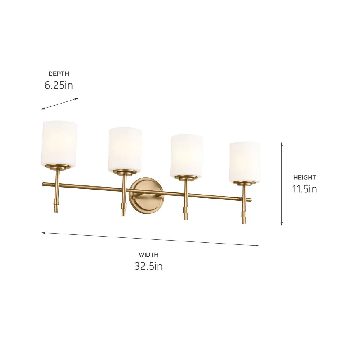 Ali 33 In 4-Lights Bathroom Vanity Light With Satin Etched Cased Opal, Gold Finish - Bees Lighting