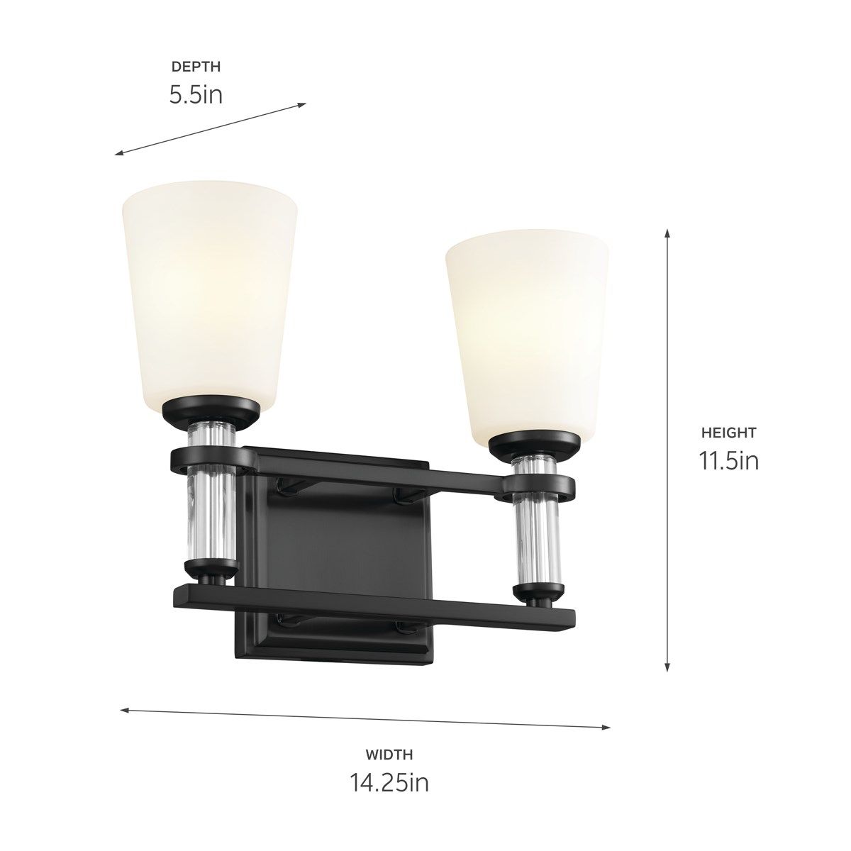 Rosalind 14 in. 2 Lights Vanity Light Black finish - Bees Lighting