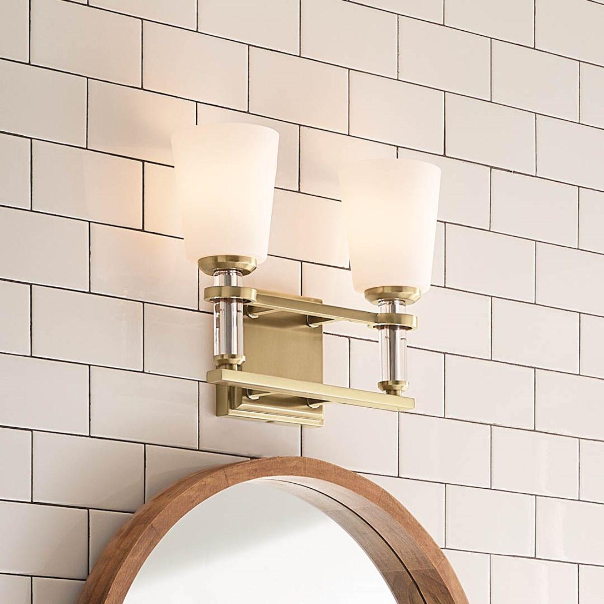 Rosalind 14 in. 2 Lights Vanity Light Brushed Brass finish - Bees Lighting