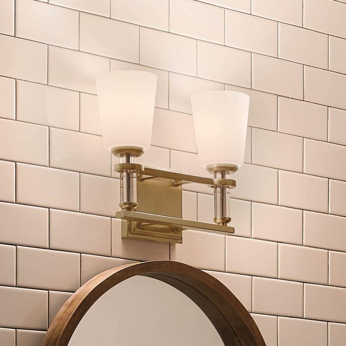 Rosalind 14 in. 2 Lights Vanity Light Brushed Brass finish - Bees Lighting