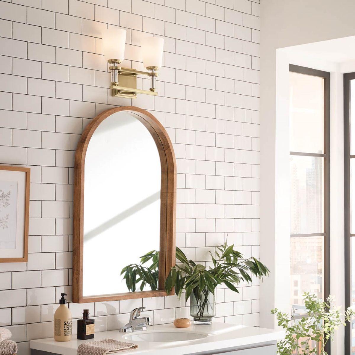 Rosalind 14 in. 2 Lights Vanity Light Brushed Brass finish - Bees Lighting