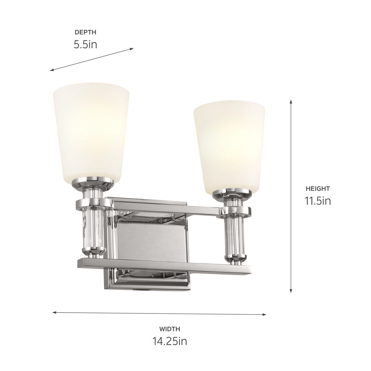 Rosalind 14 in. 2 Lights Vanity Light Polished Nickel finish - Bees Lighting