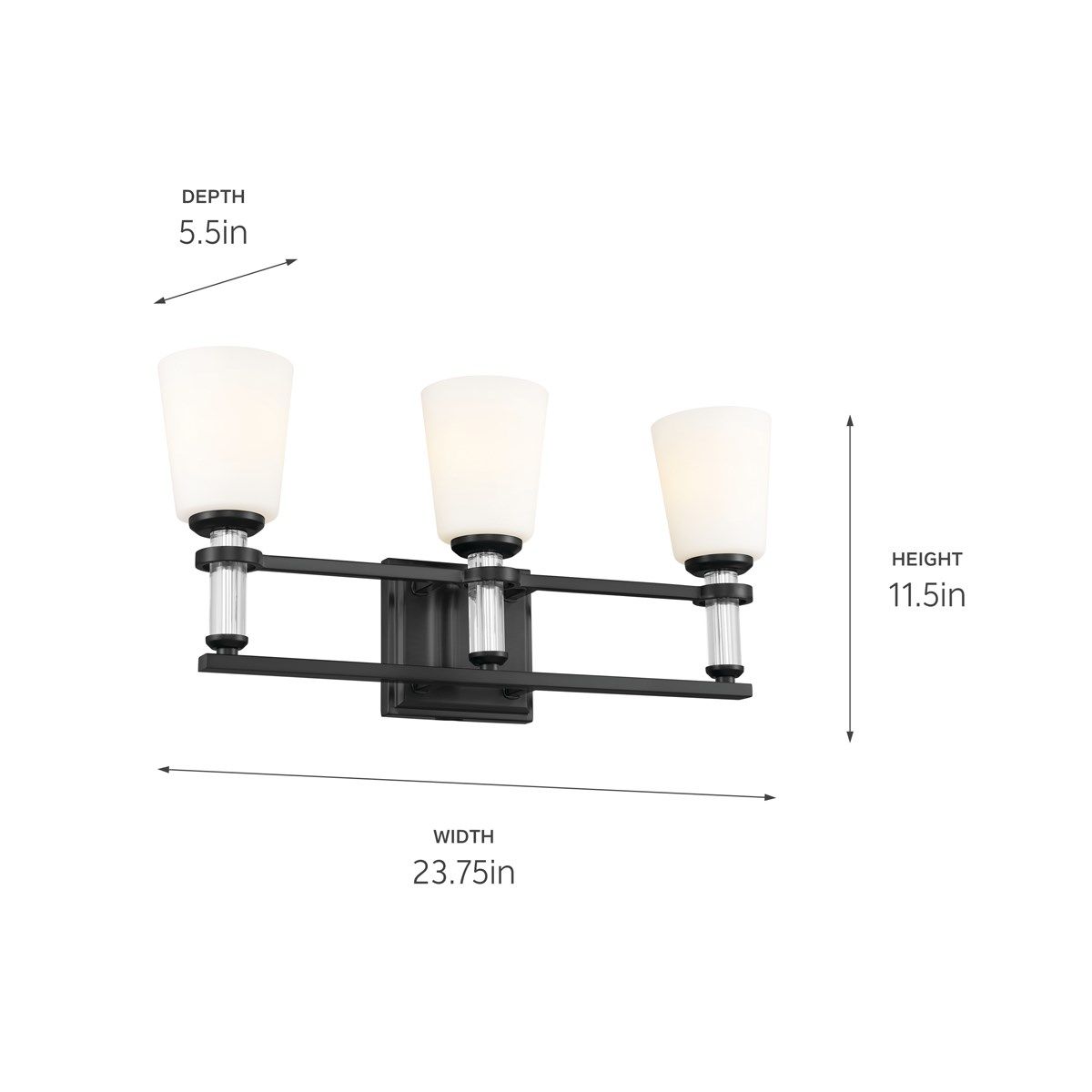 Rosalind 24 in. 3 Lights Vanity Light Black finish - Bees Lighting
